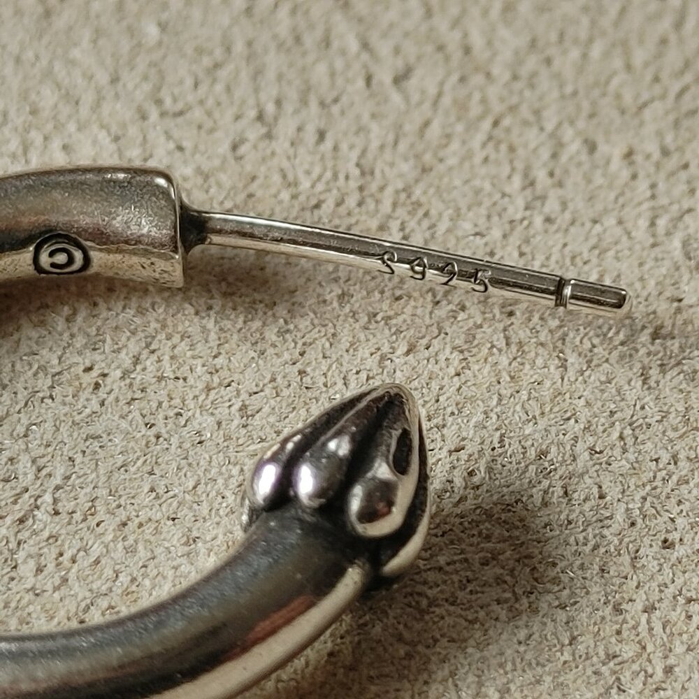 Chrome Hearts Plain Hoop Stud Earrings Pair 925 Sterling Silver (New) - Picture 6 of 8